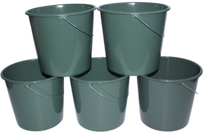 HL - huishoudemmer - emmer - 10 liter - set van 5 - donkergroen - kunststof - handvat