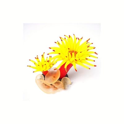 Artisanat, 2 pièces plante d'aquarium artificielle, décoration d'aquarium en silicone simulé corail artificiel arbre de mer décoration paysage aquarium jaune