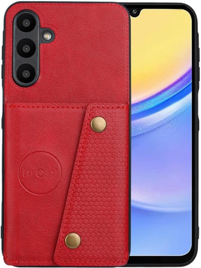 PU Bescherm-Hoes Cover met 4 Pas-vak geschikt voor Samsung Galaxy A57 - Rood
