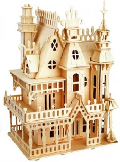 Bouwpakket Houten Poppenhuis Villa Fantasia- klein Schaal 1:36- hout