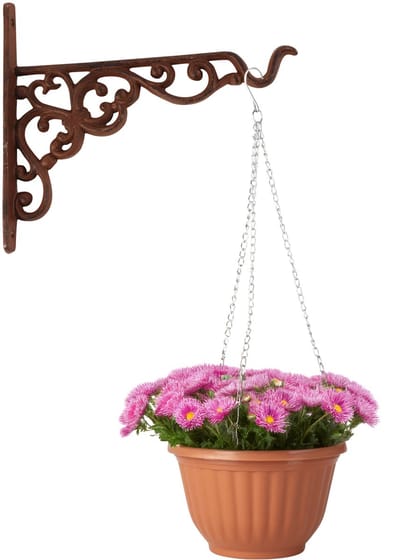Hangpot + Muurhaak Rimini - terracotta - D20 cm - kunststof - metaal