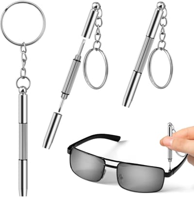 Dailygoody - glazen schroevendraaier - multifunctioneel - 3-in-1 - zilver - mini-schroevendraaierset - ideaal voor brillen en horloges - model SL-073