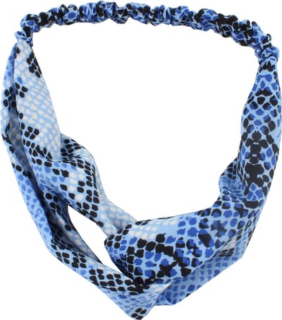 Haarsoires Haarband Twist 5cm – Slangenprint – Gladde Stof – Zwart Blauw - Zachte Knoop Hoofdband - Haaraccessoire voor Dames & Meisjes