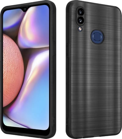 Cadorabo Hoesje geschikt voor Samsung Galaxy A10s / M01s in Brushed Zwart - Beschermhoes Case Cover van flexibel TPU silicone in Brushed design