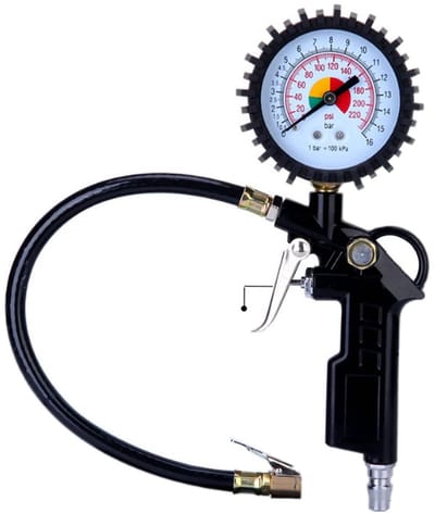 Bandenspanningsmeter - Bandenspanning Controle - Veilig Rijden - Robuuste Constructie - 36CM Slang - Zwart