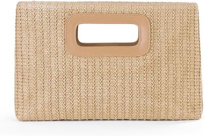 Kleine Gevlochten Strandtas voor Dames, Ideale Zomer Strandtas met Handvat, Perfecte Boho Vakantietas en Accessoire voor het Strand