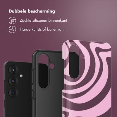 Selencia Hoesje - Geschikt voor Samsung Galaxy S25 Plus - Backcover - Wavy Swirl Pink Plum