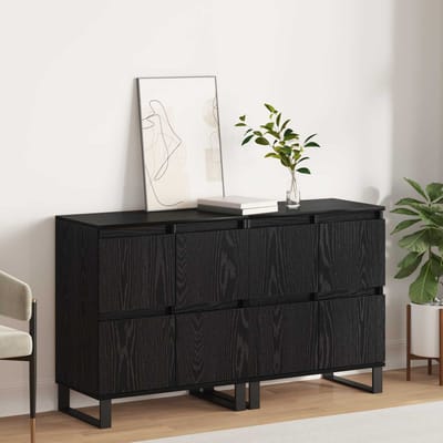 vidaXL - Dressoir - 2 - st - Zwart - Eiken - 60 - x - 35 - x - 70 - cm