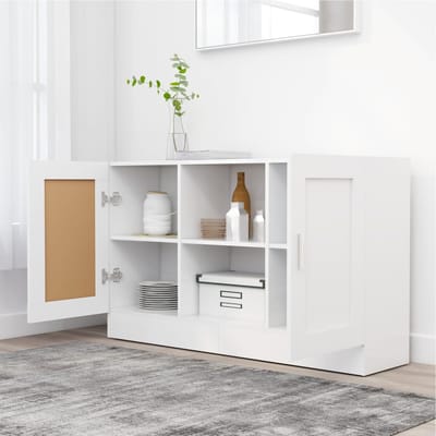 vidaXL - Dressoir - 120x30,5x70 - cm - bewerkt - hout - wit