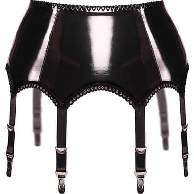 Imitatieleer Wetlook Jarretelgordel Olieglans Hoge Taille Paaldans Ondergoed Sexy Lingerie Jarretelgordel met 6 Elastische Banden One Size black