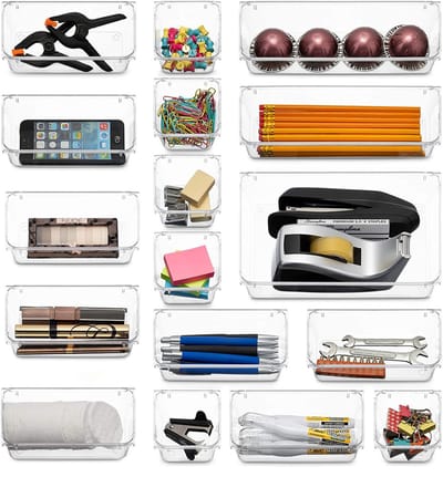 Lade Organizer Bakjes - Keuken - Kantoor - Make Up - Gereedschap - Organizers - Lade Verdeler - Multifuntioneel - Transparant - 25 Stuks