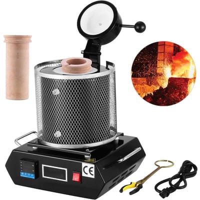 Goud Smeltoven, 1350W, 1150°C Maximale Temperatuur, Digitale Elektrische Smeltoven Machine, met 3 kg Keramische Smeltkroes, voor Gieten Raffineren Kostbaar