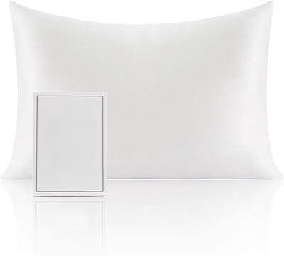 Famanu - Kussensloop van natuurlijke zijde, hypoallergeen, 22 momme, 100% zijde, 600 draden, met verborgen ritssluiting (wit, 40 x 60 cm)