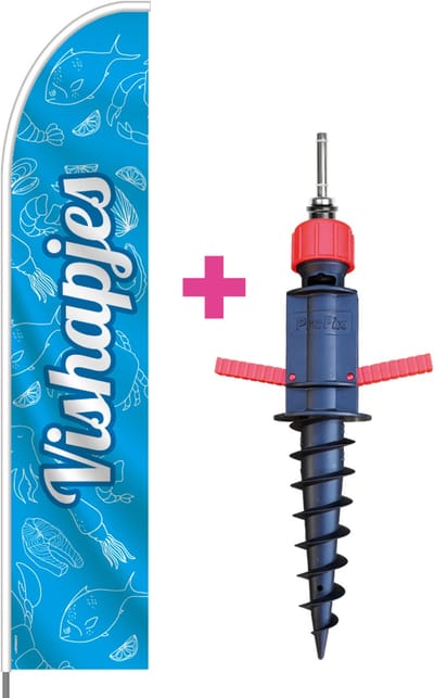 Beachflag - Vishapjes - Vlag + Grondboor + Rotator + Hengelsysteem + Draagtas - Actievlag.nl