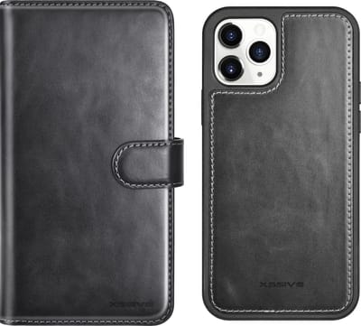 Hoesje Geschikt voor iPhone 12 Pro Max hoesje - Luxe 2 in 1 uitneembare bookcase met pasjeshouder - Zwart