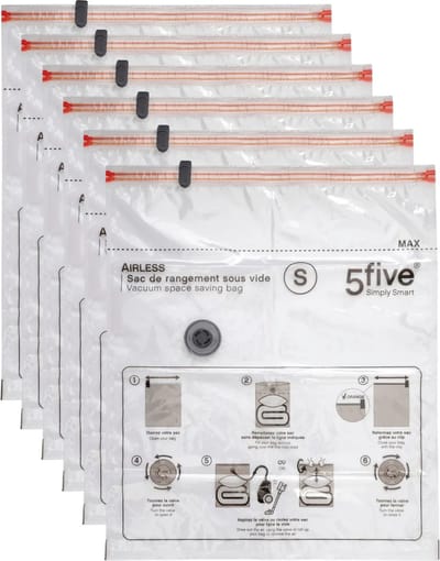 5Five Vacuumzakken voor kleding/textiel - Vacuum opbergzakken - 6x stuks - transparant - 50 x 60 cm - Ook voor kussens en dekens