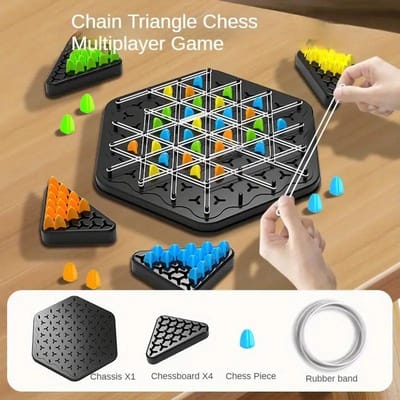 Geometrie Ketting Schaakpuzzel Driehoek Schaak Bureauspel Elastiek Training Gezinsinteractie Oefening Denkspeelgoed Cadeaus