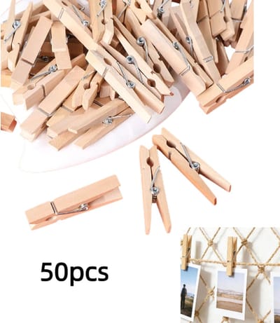 50 stuks - Houten clips - Kleine houten clips - Fotoclips - Houten clips - Massief houten clips - Natuurlijke houtkleur - 7,2 cm * 1 cm - Geschikt voor decoraties thuis, op kantoor, voor bruiloften en verjaardagen