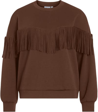 Vila Trui Vireflect L/s O-neck Fringe Sweatsh 14109498 Black Beauty Dames Maat - M