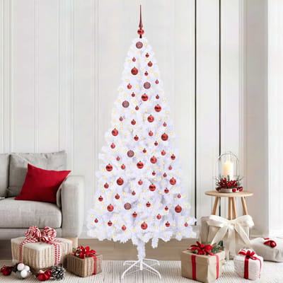 vidaXL - Kunstkerstboom - met - 300 - LED - Wit - 210 - cm - PVC - en - Staal