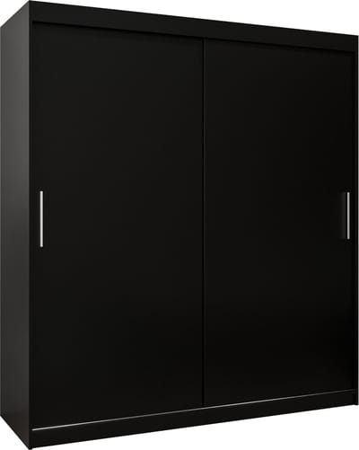 InspireMe - Kledingkast met 2 schuifdeuren, Modern-stijl, Kledingkast met planken (BxHxD): 180x200x62 - TORM 180 Zwart Mat