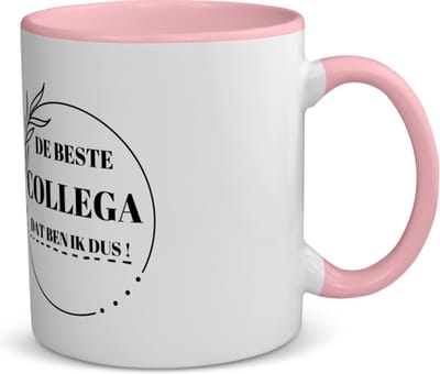 Akyol - de beste collega dat ben ik dus koffiemok - theemok - roze - Collega - beste collega - liefste collega - afscheids cadeau - verjaardag - cadeau - kado - bedankje - 350 ML inhoud