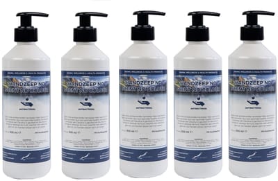 Handzeep No Scent, No Colour 500 ml - met gratis pompje - set van 5 stuks - Voordeelverpakking