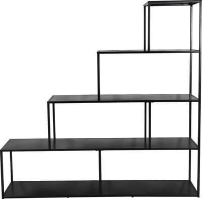 "MADISON" TRAPBOEKENKAST 5 NIVEAUS VAN ZWART METAAL 160X30XH157CM