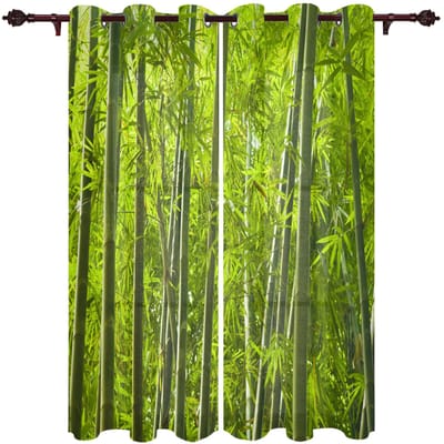 Groen Bamboe Raam Gordijn voor Slaapkamer Woondecoratie Woonkamer Achtergrond Gordijn Keuken Gordijn 135W x 160H(cm) x1