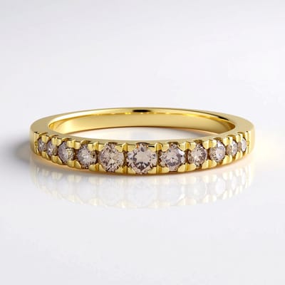 Cavill - Gouden Ring 9K Geelgoud met SI1 Champagne Diamant 0,29 ct - Ronde Briljant - Elegante Slanke Damesring - Luxe Sieraad
