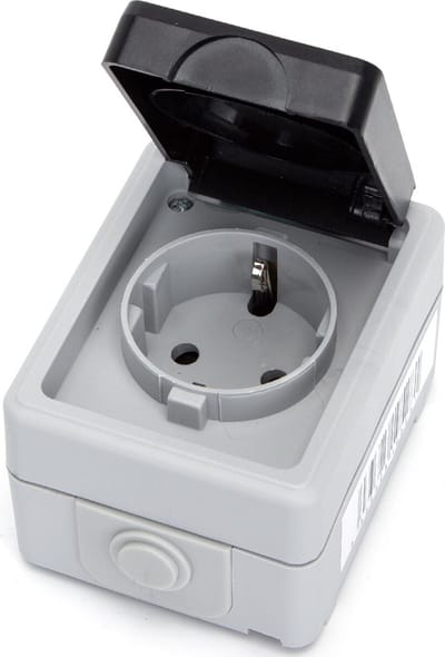 Buitenstopcontact - Wandcontactdoos - Opbouw - Enkel Stopcontact - Randaarde - Waterdicht IP54 - Grijs