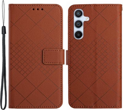 Coverup Hoesje - Geschikt voor Samsung Galaxy S24 Plus Hoesje - Coverup Rhombus Book Case - Bruin