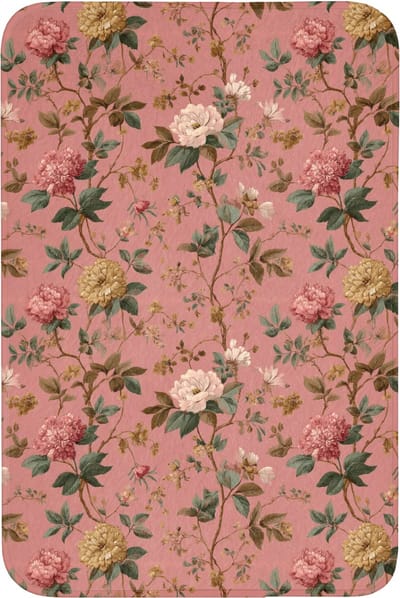 Badmat 60x90 cm - Antislip - Klassiek - Botanisch - Roze - Badmatten voor badkamer - Badkamermat - Douchemat - Badkamer mat