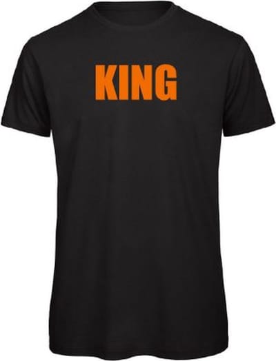T-shirt zwart XL - King - zwart - soBAD. - Koningsdag - Oranje shirt dames | Oranje shirt heren - Unisex - Regular fit