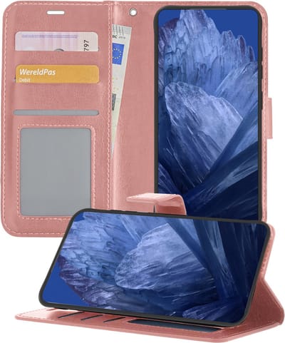 Hoesje - Geschikt voor Google Pixel 8a - Luxe Bookcase - Walletcase Hoes - Portemonnee - Cover - Telefoonhoes - Rosé goud