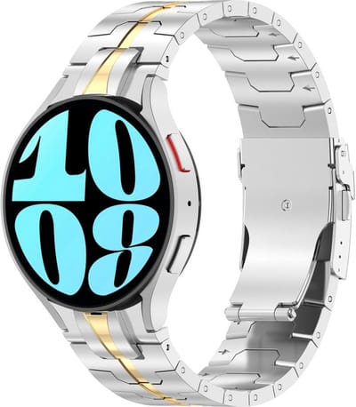 Stalen bandje - RVS - geschikt voor Samsung Galaxy Watch 6 / Watch 6 Classic / Watch 7 / Watch FE - zilver-goud