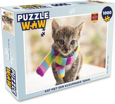 Puzzel Kat - Sjaal - Wol - Legpuzzel - Puzzel 1000 stukjes volwassenen