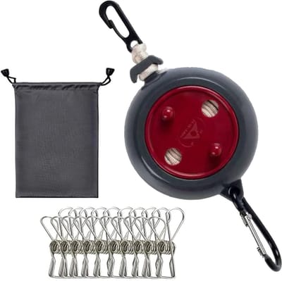 Verstelbare 32FT Reiswaslijn voor Camping en Thuis, Inclusief 20 Winddichte Wasknijpers en 10 Extra Accessoires voor Binnen en Buiten Gebruik
