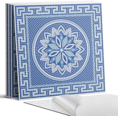 Coloray Wandpanelen Zelfklevend - Mozaïek bloemenpatroon Zelfklevende Wandpanelen - 50 cm x 50 cm - Blauw Wandpaneel PVC - 5 stuks - Texturen Wandpanelen Zelfklevend - Wandbord Keuken - Wandpaneel Badkamer