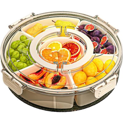 Draaibare Charcuterie Container Snackle Box Container Verdeelde Serveerschaal Draagbare Opbergorganizer voor Snoep Fruit Noten Specerijen yellow