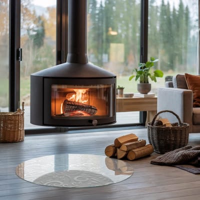Coloray Vloerplaat Houtkachel - Vloerplaat Openhaard - 80 cm x 80 cm - Houtkachel Accessoires - Grijs Vloerplaat Kachel - Verwarmingsaccessoires - Plaat voor Onder Houtkachel - Open Haard Accessoires - Vloerplaat Voor Kachel