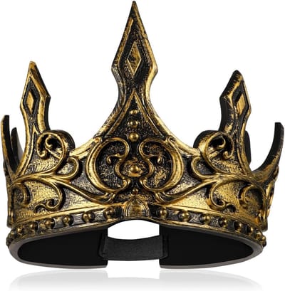 Middeleeuwse Koningskroon - Verstelbare Antieke Gouden Kroon voor Mannen - Perfect voor Carnaval, Verkleedfeest en Themafeesten