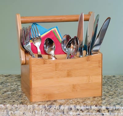 Content in HTML - Bamboe Flatware Houder met Swinging Handvat van Lipper International