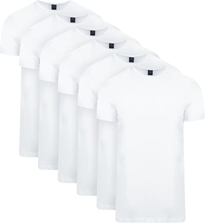 Suitable Ota T-Shirt Ronde Hals Wit 6-Pack - Maat S - Heren - Basic T-shirt - Ondershirt