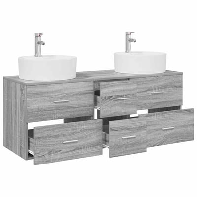 vidaXL - Badkamermeubel - Set - 3 - st - Grijs - Sonoma - 129 - x - 44,5 - x - 80 - cm