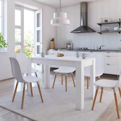 vidaXL - Eettafel - 120x60x76 - cm - bewerkt - hout - wit