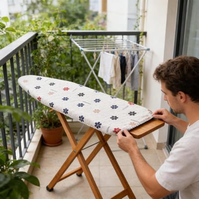 Strijkplankhoes met Vulling - Strijkhoes Katoen - Kleding Strijken - Thermische Coating - 100 x 39 cm - Grijs