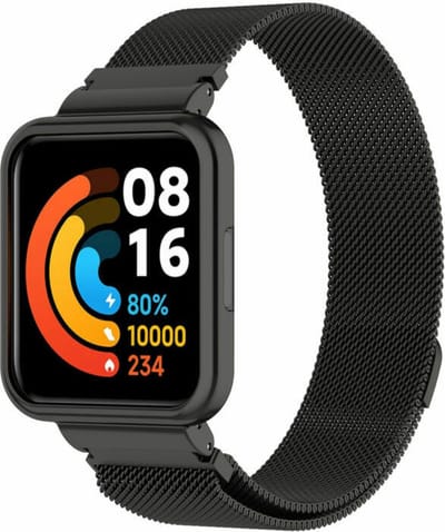 Milanees Smartwatch bandje - Geschikt voor Redmi Watch 2 Lite Milanese band - zwart - Strap-it Horlogeband / Polsband / Armband