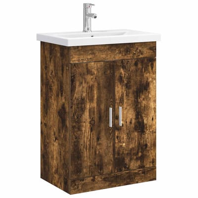 vidaXL - Badkamermeubel - Set - Gerookt - eiken - 61 - x - 40 - x - 84,5 - cm - Bewerkt - hout