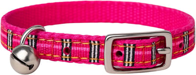 Animalking Kattenhalsband met Belletje - Kattenriem - Kattenbandje - Cat Collar - Roze Geruit